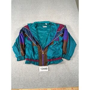 Vintage 90s Active Stuff Windbreaker Jacket Women Large Multicolor Winter